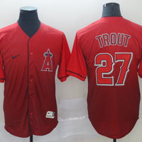 Men's Los Angeles Angels Mike Trout #27 Red Gradient Baseball Jersey1