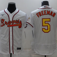 Men's Atlanta Braves Freedie Freeman #5 White Player Jersey1 Champion Edition