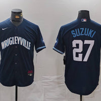 Men's Chicago Cubs Seiya Suzuki #27 Navy City Connect Limited Player Jersey1