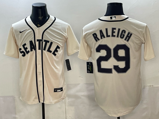 Men's Seattle Mariners Cal Raleigh #29 Cream Limited Player Jersey