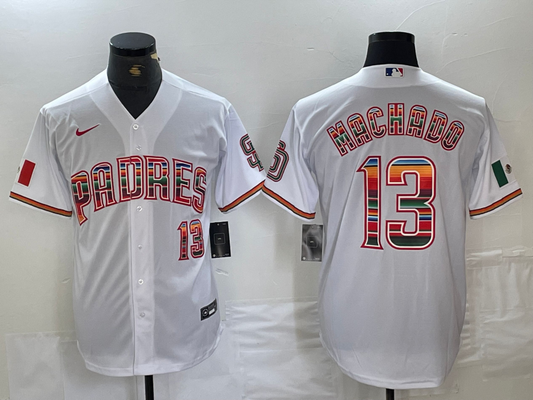 Men's San Diego Padres Manny Machado #13 White Limited Player Jersey1
