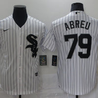 Men's Chicago White Sox Jose Abreu #79 White Replica Baseball Jersey1