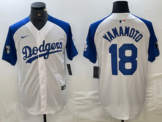 Men's Los Angeles Dodgers Yoshinobu Yamamoto #18 White Authentic Player Jersey1