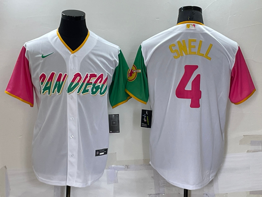 Men's San Diego Padres Blake Snell #4 White Stitched Jersey1
