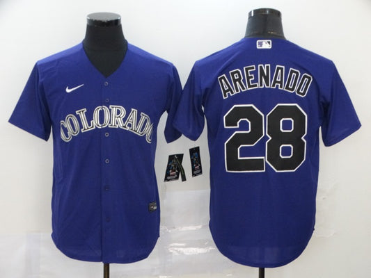 Men's Colorado Rockies Nolan Arenado #28 Purple Replica Baseball Jersey1