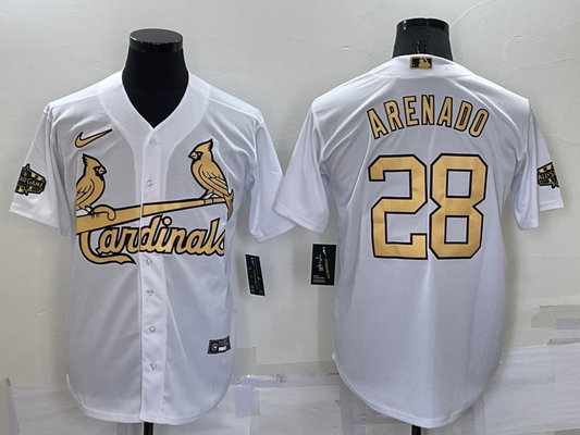 Men's St. Louis Cardinals Nolan Arenado #28 White Replica Player Jersey1