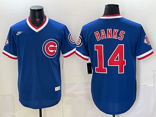 Men's Chicago Cubs Ernie Banks #14 Royal Throwback Cooperstown Collection Limited Jersey