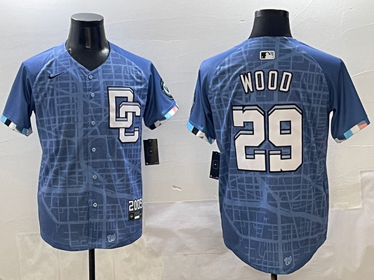 Men's Washington Nationals James Wood #29 Blue 2025 City Connect Limited Player Jersey1