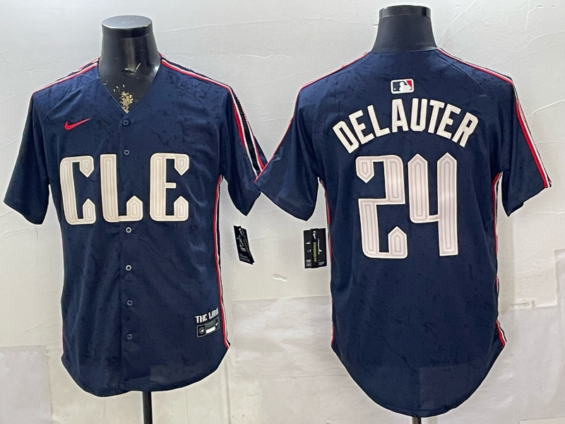 Men's Cleveland Guardians Chase DeLauter #24 Navy City Connect Limited Player Jersey