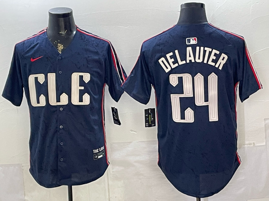 Men's Cleveland Guardians Chase DeLauter #24 Navy City Connect Limited Player Jersey