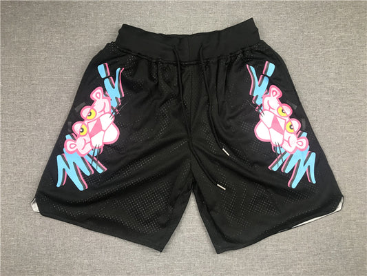 Men's Miami Heat Pink Panther Black Basketball Shorts1