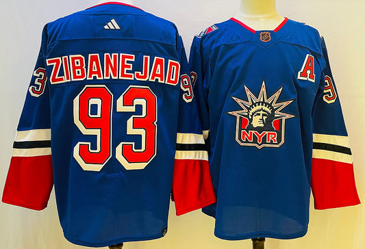 Men's New York Rangers Mika Zibanejad #93 Blue Jersey1
