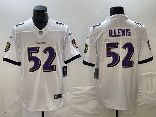 Men's Baltimore Ravens Ray Lewis #52 White Game Jersey1