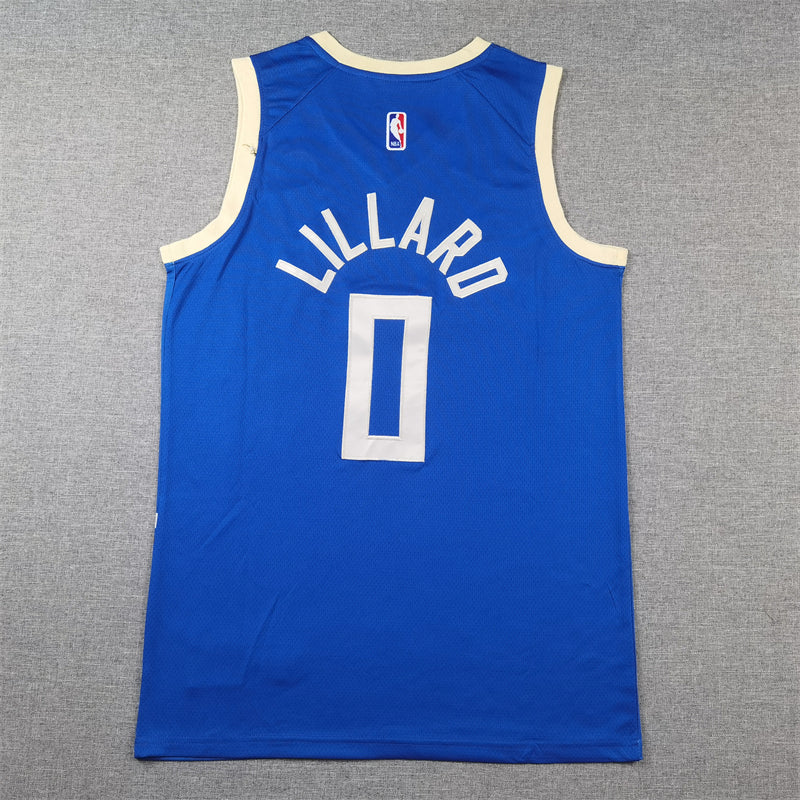 Men's Milwaukee Bucks Damian Lillard #0 Royal 2024/25 Swingman Player Jersey1 - City Edition