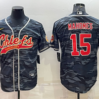 Men's Kansas City Chiefs Patrick Mahomes #15 Grey Camouflage Game Jersey1 Joint Edition