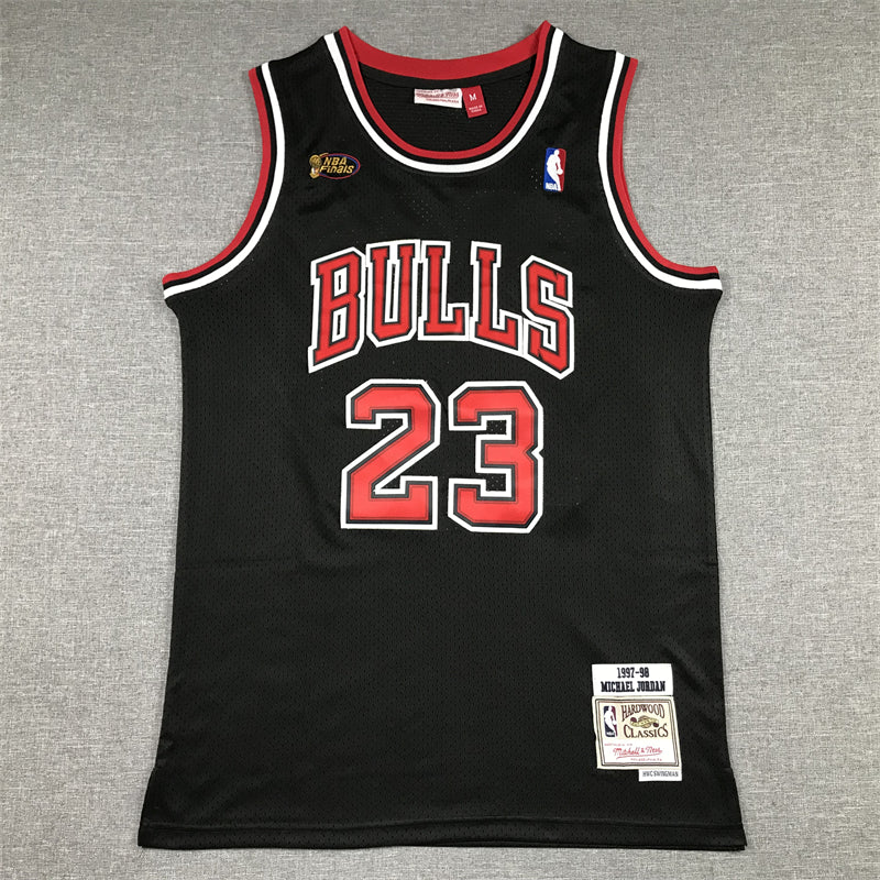 Men's Chicago Bulls Michael Jordan Black 1997-98 Hardwood Classics Player Jersey1