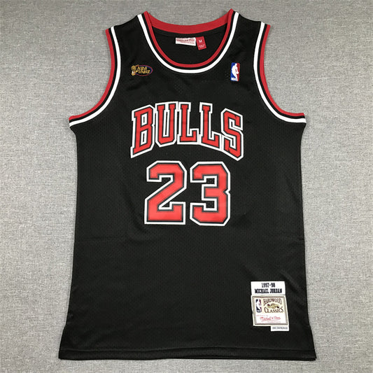 Men's Chicago Bulls Michael Jordan Black 1997-98 Hardwood Classics Player Jersey1