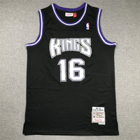Men's Sacramento Kings Peja Stojakovic #16 Black Hardwood Classics Swingman Jersey1
