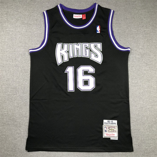 Men's Sacramento Kings Peja Stojakovic #16 Black Hardwood Classics Swingman Jersey1