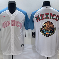 Men's 2023 World Baseball Classic Mexico White/Blue Replica Baseball Jersey1