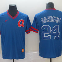 Men's Atlanta Braves Deion Sanders #24 Blue Replica Player Jersey1