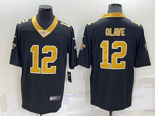 Men's New Orleans Saints Chris Olave #12 Black Game Jersey1
