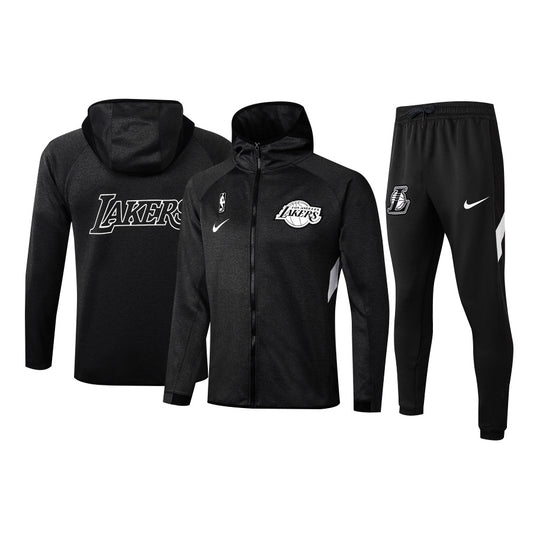 Men's Los Angeles Lakers Black 2019/20 Showtime Full-Zip Therma Flex Performance Hoodie