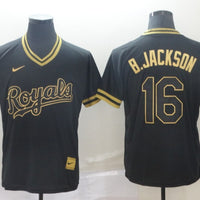 Men's Kansas City Royals Bo Jackson #16 Black Replica Baseball Jersey1