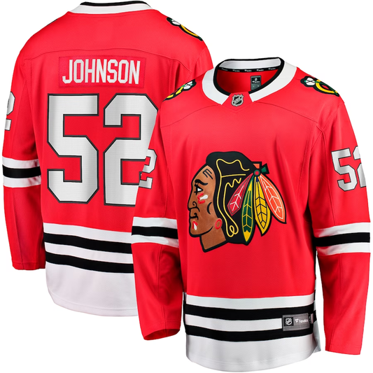 Men's Chicago Blackhawks Reese Johnson #52 Red Home Breakaway Player Jersey1