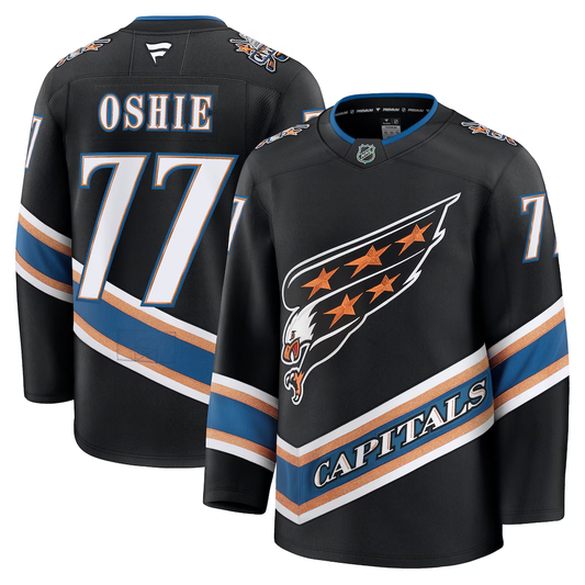 Men's Washington Capitals TJ Oshie #77 Fanatics Black Alternate 50th Anniversary Premium Jersey