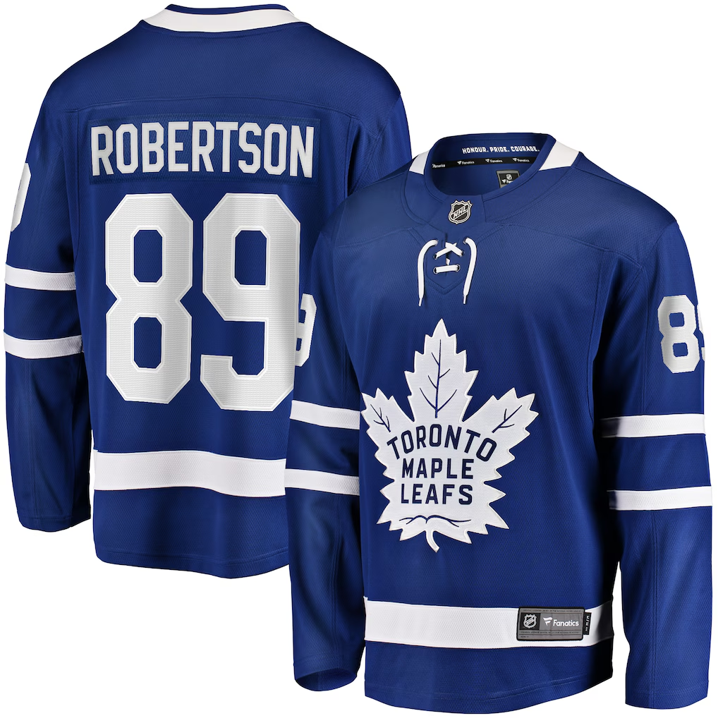 Men's Toronto Maple Leafs Nicholas Robertson #89 Fanatics Blue Home Breakaway Player Jersey