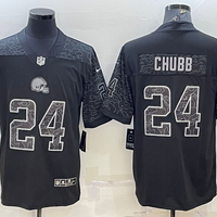 Men's Cleveland Browns Nick Chubb #24 Black RFLCTV Limited Jersey1