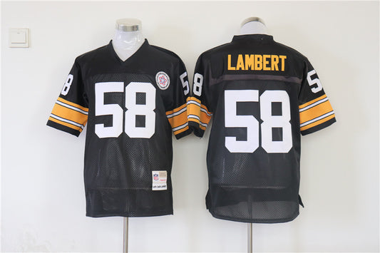 Men's Pittsburgh Steelers Jack Lambert Mitchell & Ness Black Legacy Replica Jersey1