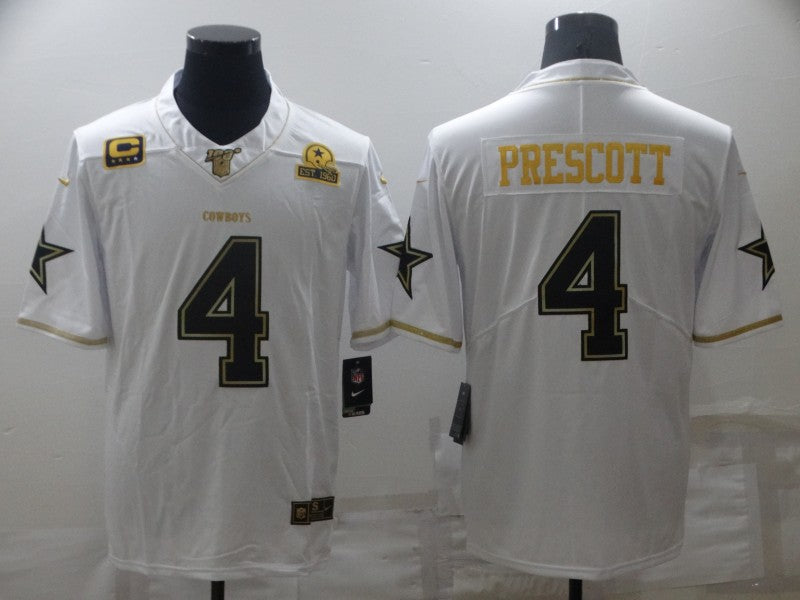 Men's Dallas Cowboys Dak Prescott #4 White Game Player Jersey1