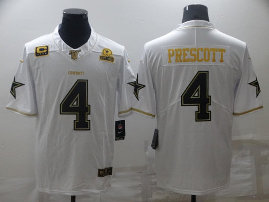 Men's Dallas Cowboys Dak Prescott #4 White Game Player Jersey1