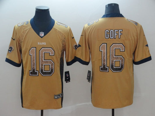 Men's Los Angeles Rams Jared Goff #16 Yellow Player Game Jersey1