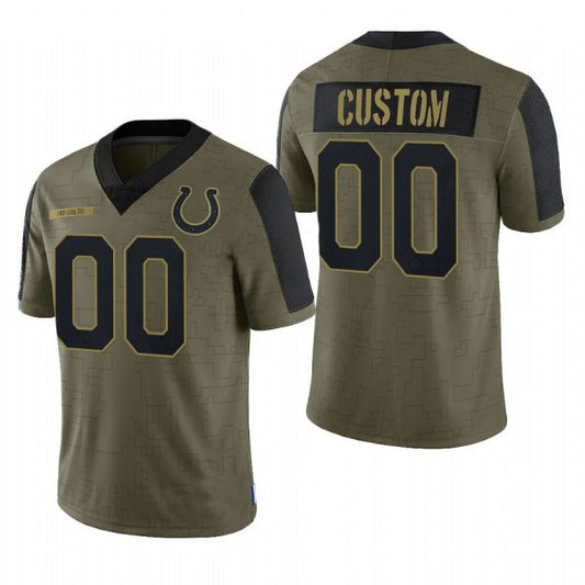 Custom1 Indianapolis Colts Olive 2022 Salute To Service Limited Football Jerseys