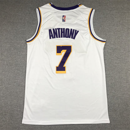Men's Los Angeles Lakers Carmelo Anthony #7 White Fast Break Replica Jersey1