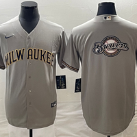 Men's Milwaukee Brewers Gray Replica Team Jersey1