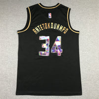 Men's Milwaukee Bucks Giannis Antetokounmpo #34 NBA Black Swingman Player Jersey1