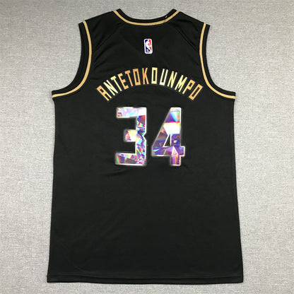 Men's Milwaukee Bucks Giannis Antetokounmpo #34 NBA Black Swingman Player Jersey1