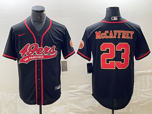Men's San Francisco 49ers Christian McCaffrey #23 Black Fashion Jersey2 Joint Edition