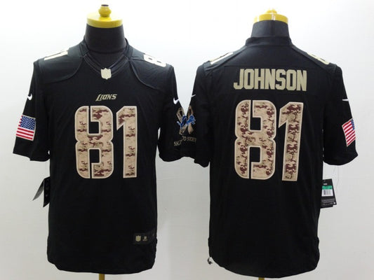 Men's Detroit Lions Calvin Johnson #81 Black Game Jersey1