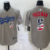 Men's Los Angeles Dodgers Freddie Freeman #5 Gray USA 250 Fourth of July Home Stadium Jersey