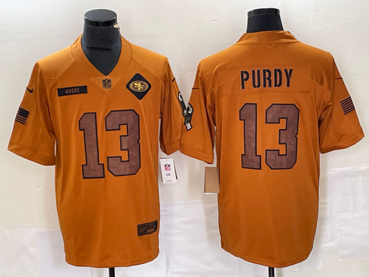 Men's San Francisco 49ers Brock Purdy #13 Brown 2023 Salute To Service Retired Player Limited Jersey1
