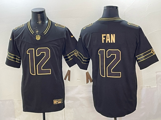 Men's Seattle Seahawks 12s #12 Black Game Player Jersey