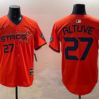 Men's Houston Astros Jose Altuve #27 Orange 2025 City Connect Limited Player Jersey1