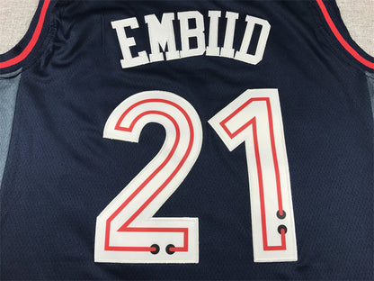 Men's Philadelphia 76ers Joel Embiid #21 Navy 2023/24 Swingman Jersey1 - City Edition