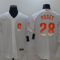 Men's San Francisco Giants Buster Posey #28 White Replica Player Jersey1 City Edition