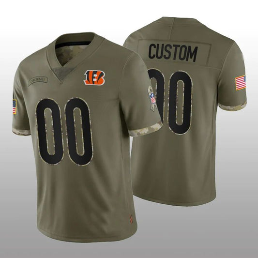 Custom2 Cincinnati Bengals Olive 2022 Salute To Service Limited Jersey2 American Stitched Football Jersey2s